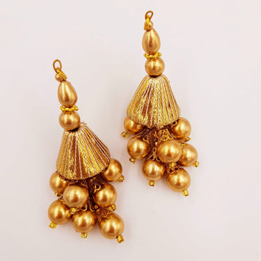 Handcrafted Gold Bead Tassels Latkan, Indian Latkans, Pearl Bell Tassels